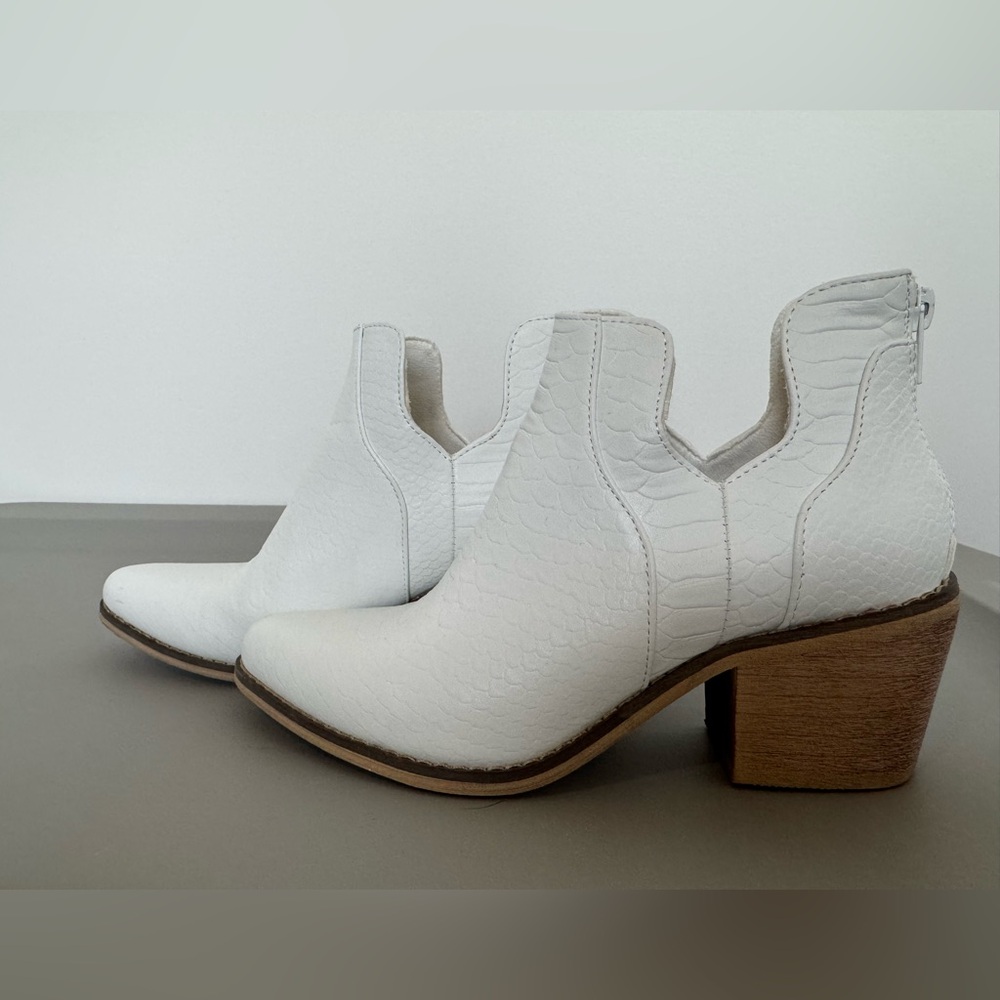 White Textured Ankle Boots